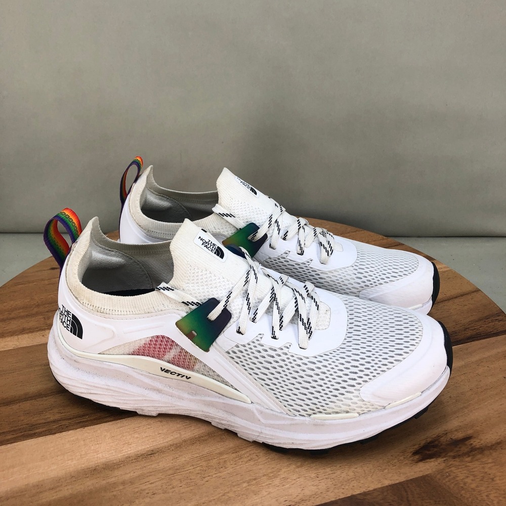 The North Face Vectiv Hypnum Pride White Rainbow Running Shoes Mesh Womens 8